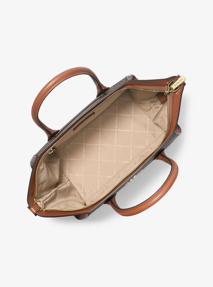 Avril Large Signature Logo Satchel Brown Brown