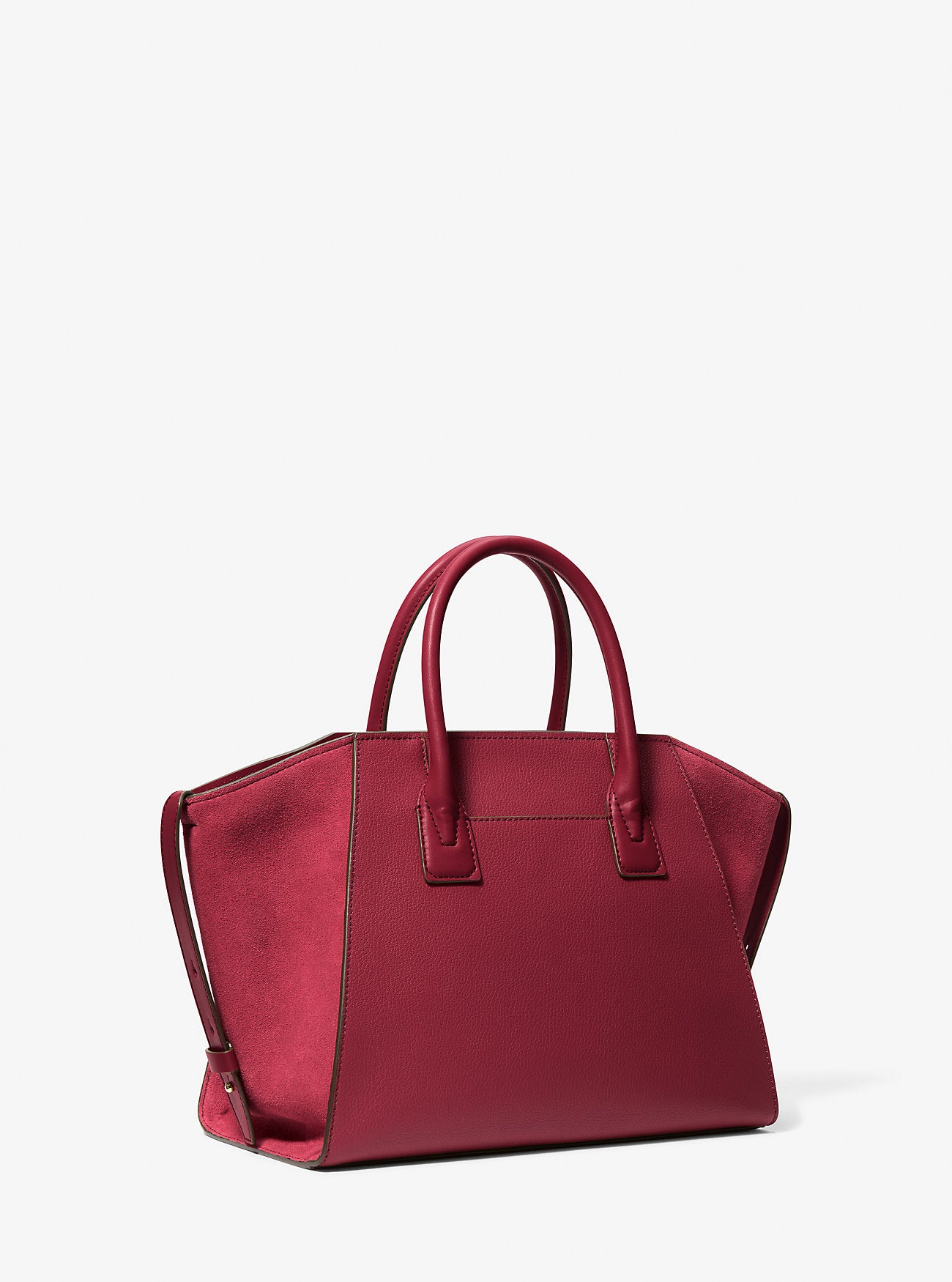 Avril Large Leather and Suede Satchel Cherry Cherry