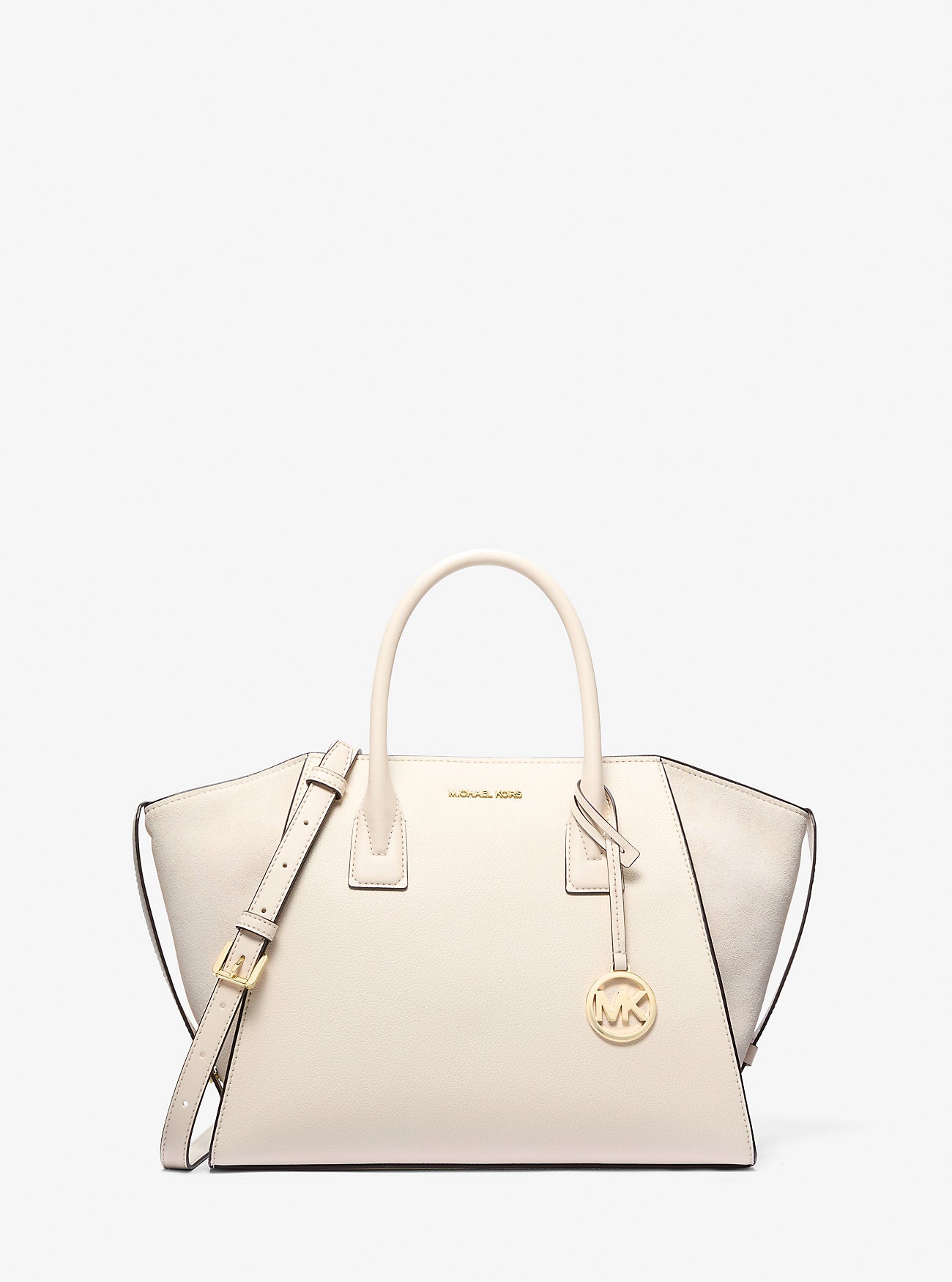 Avril Large Leather and Suede Satchel Lt Cream Lt Cream