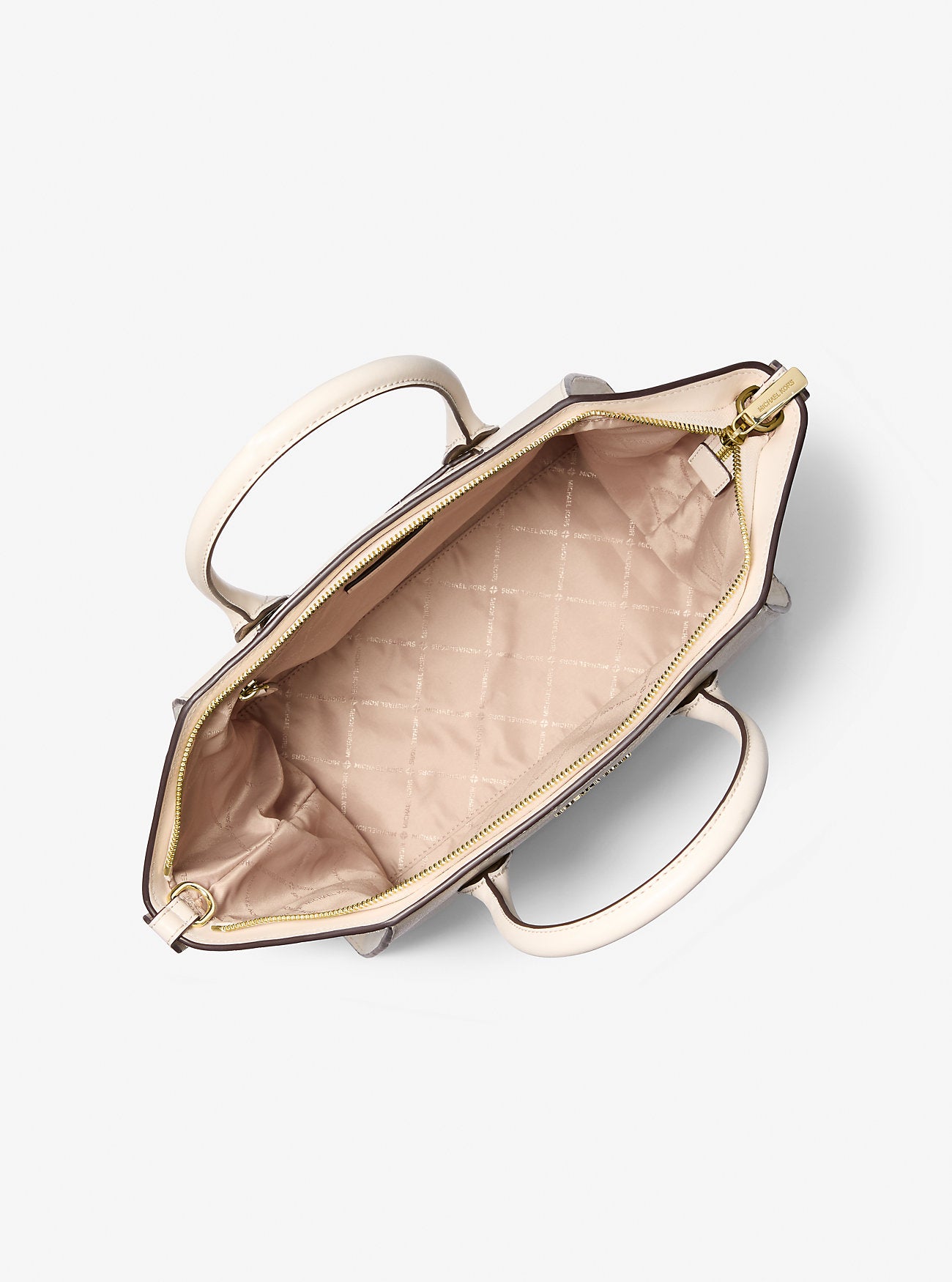 Avril Large Leather and Suede Satchel Lt Cream Lt Cream