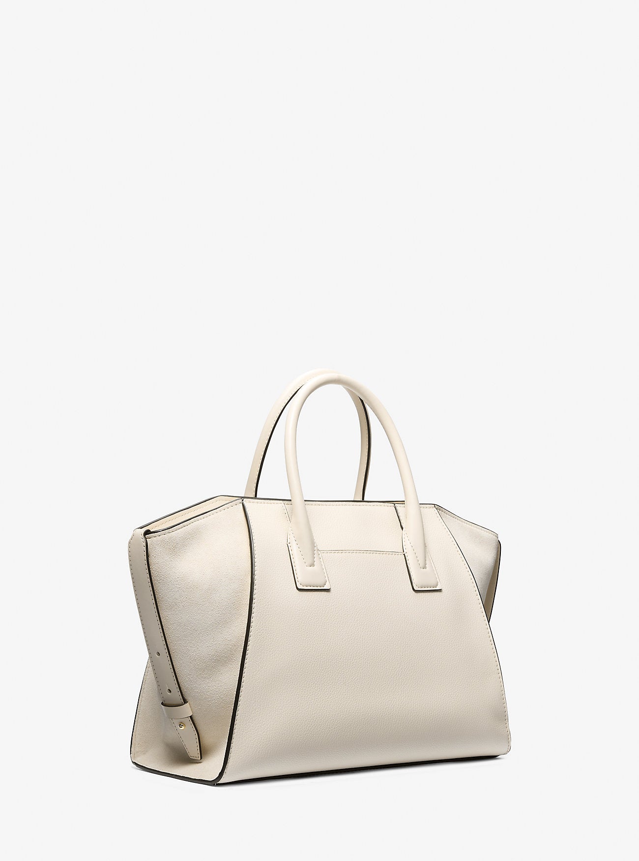 Avril Large Leather and Suede Satchel Lt Cream Lt Cream