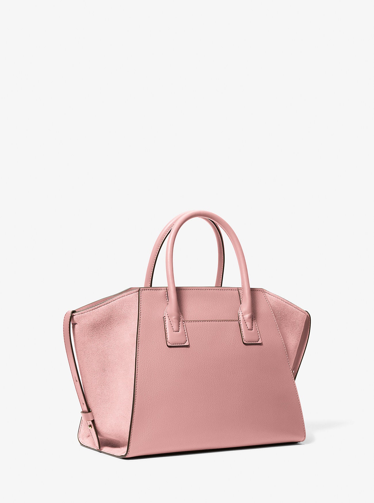 Avril Large Leather and Suede Satchel Powder Blush Powder Blush