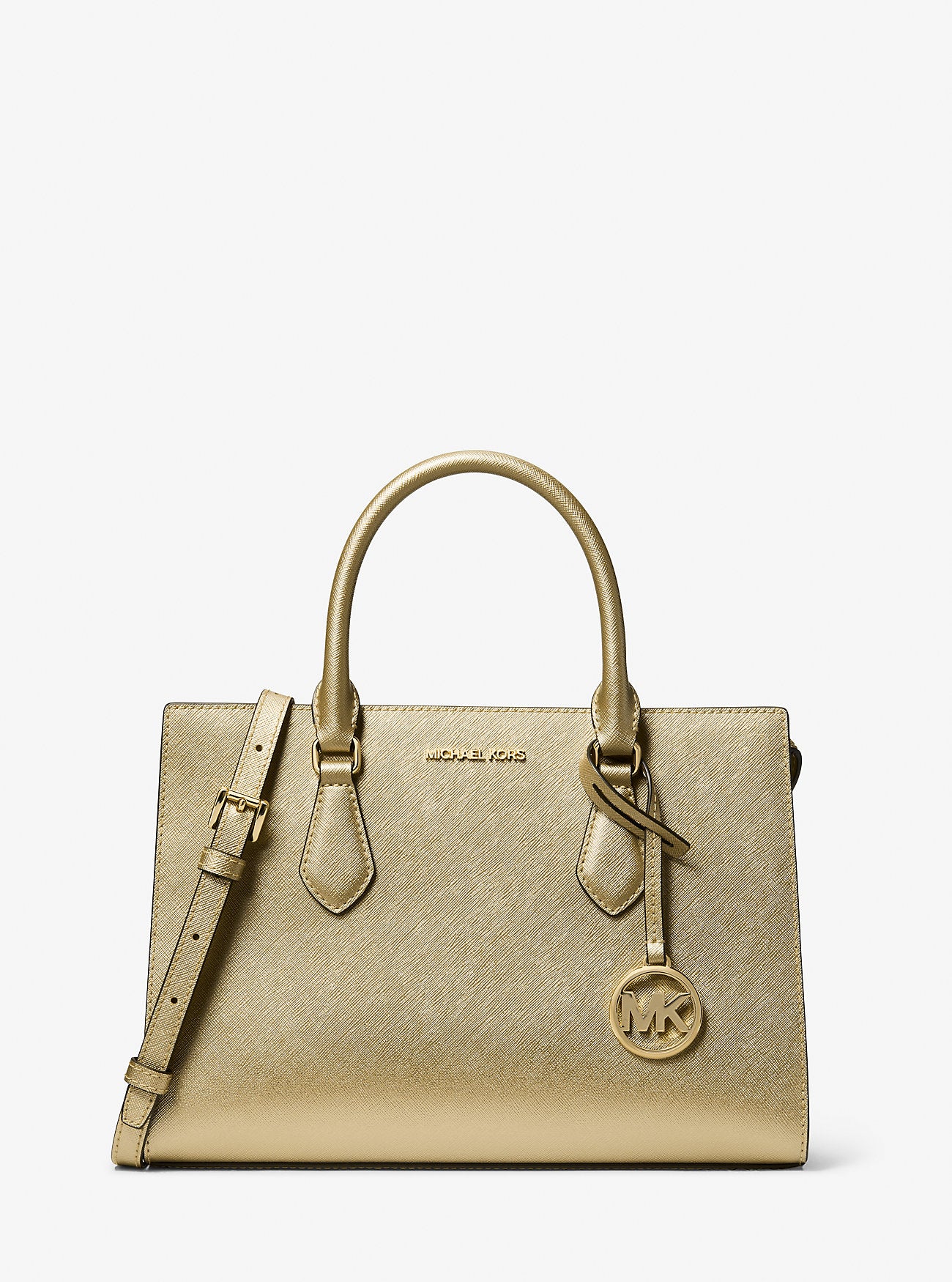 Sheila Medium Metallic Satchel Pale Gold Pale Gold