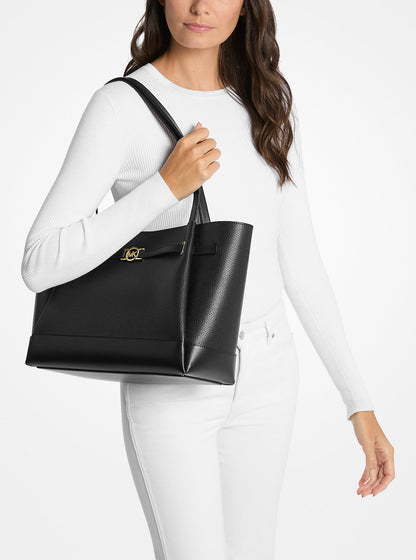 Reed Large Pebbled Leather Tote Bag Black Black