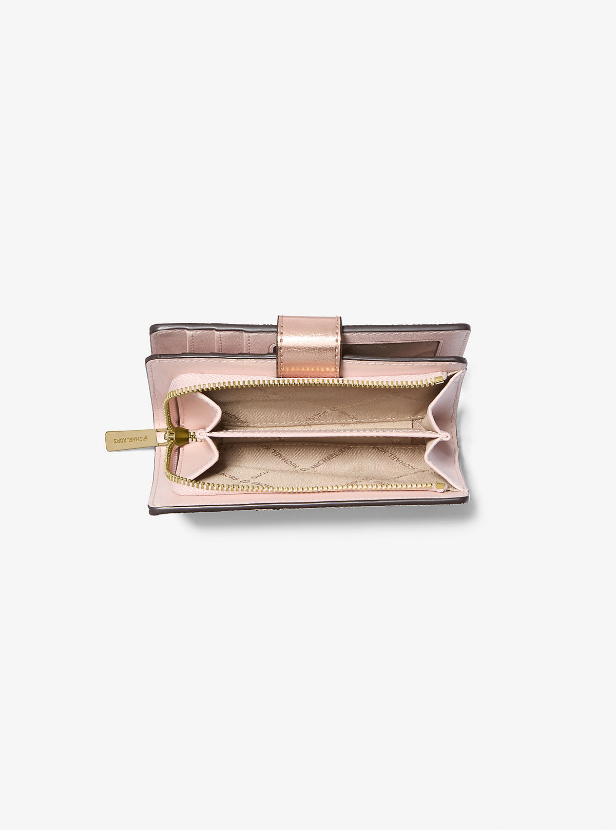 Jet Set Medium Metallic Logo Wallet Rose Gold Rose Gold