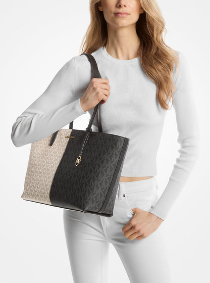 Jet Set Medium Two-Tone Logo Tote Bag Black Combo Black Combo