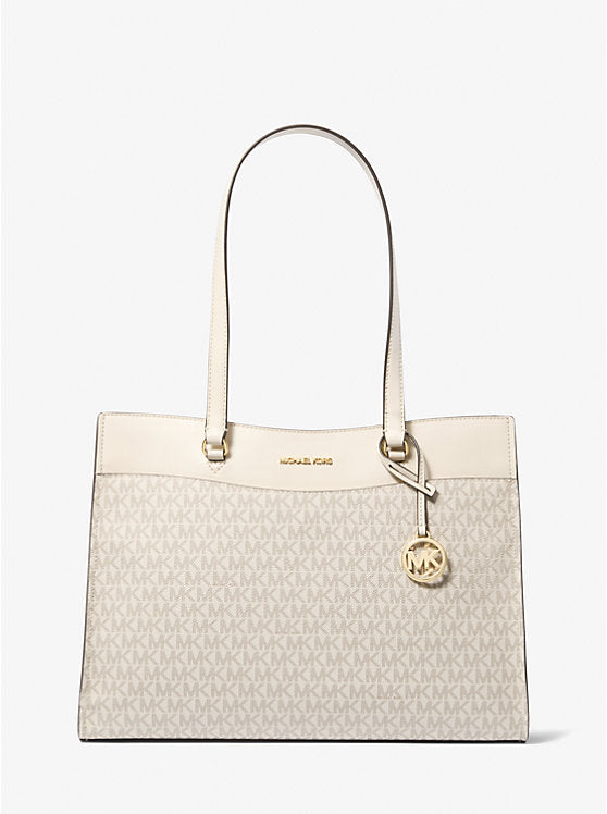Micheal Kors Jet Set Large Signature Logo Tote Bag Lt Crm Multi
