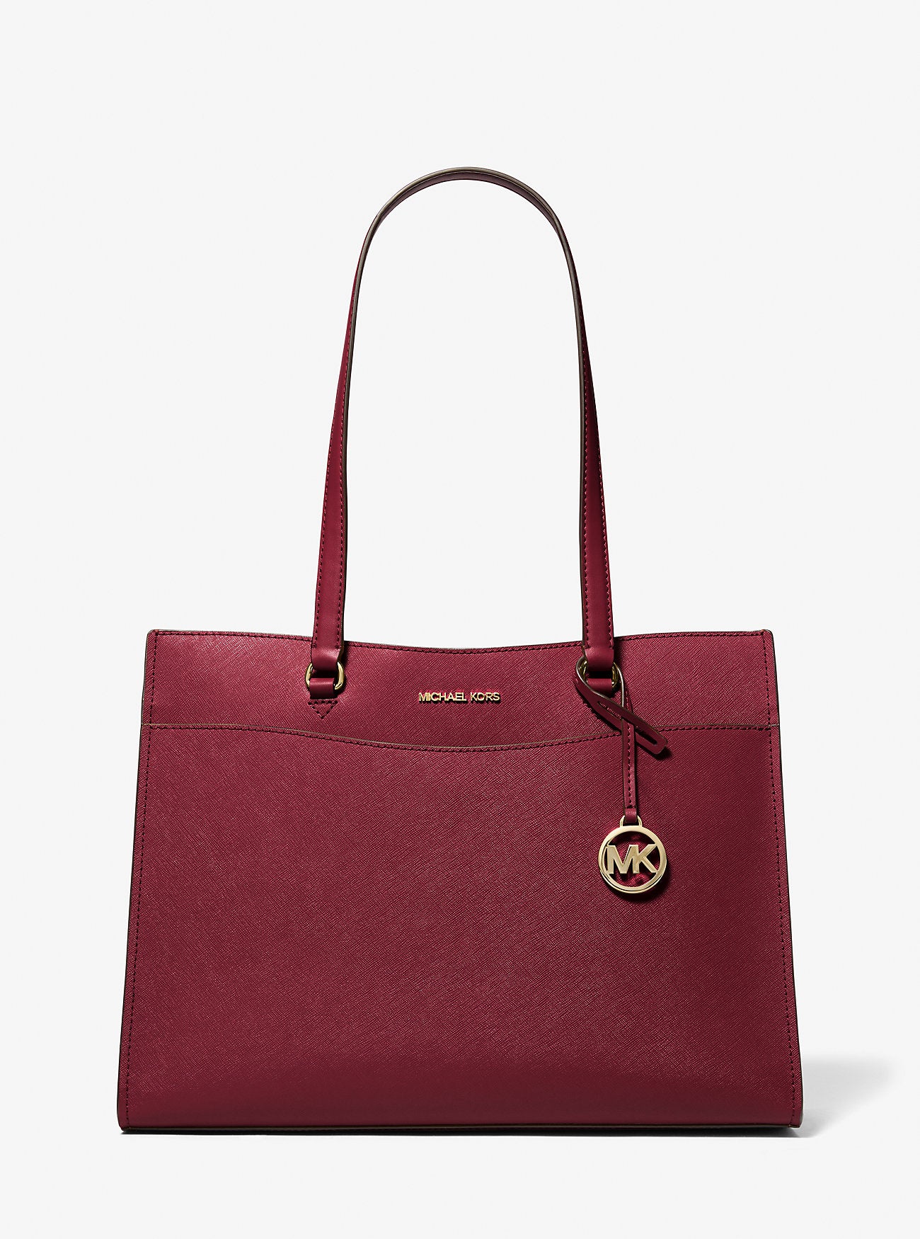 Jet Set Travel Large Saffiano Leather Pocket Tote Bag Cherry Cherry