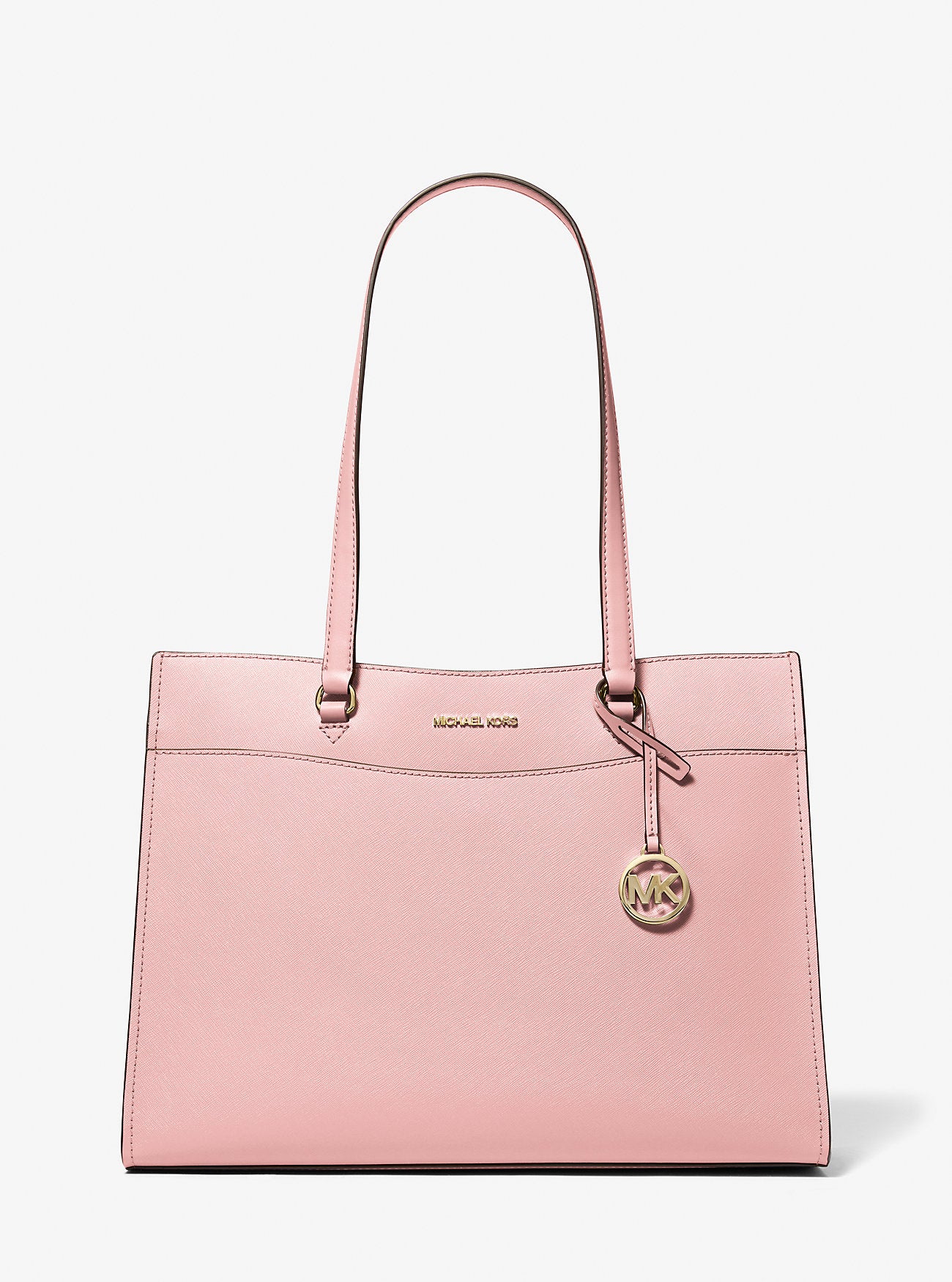Jet Set Travel Large Saffiano Leather Pocket Tote Bag Powder Blush Powder Blush