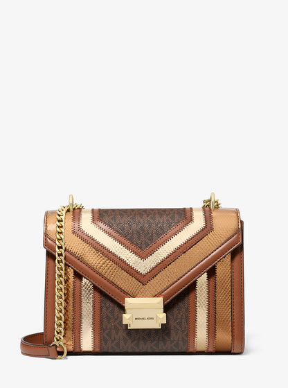 Whitney Medium Signature Logo and Metallic Shoulder Bag Luggage Multi Luggage Multi