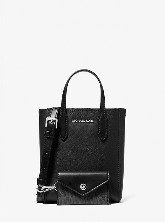 Micheal Kors Vincent Extra-Small Saffiano Leather Crossbody Bag With Card Case Black