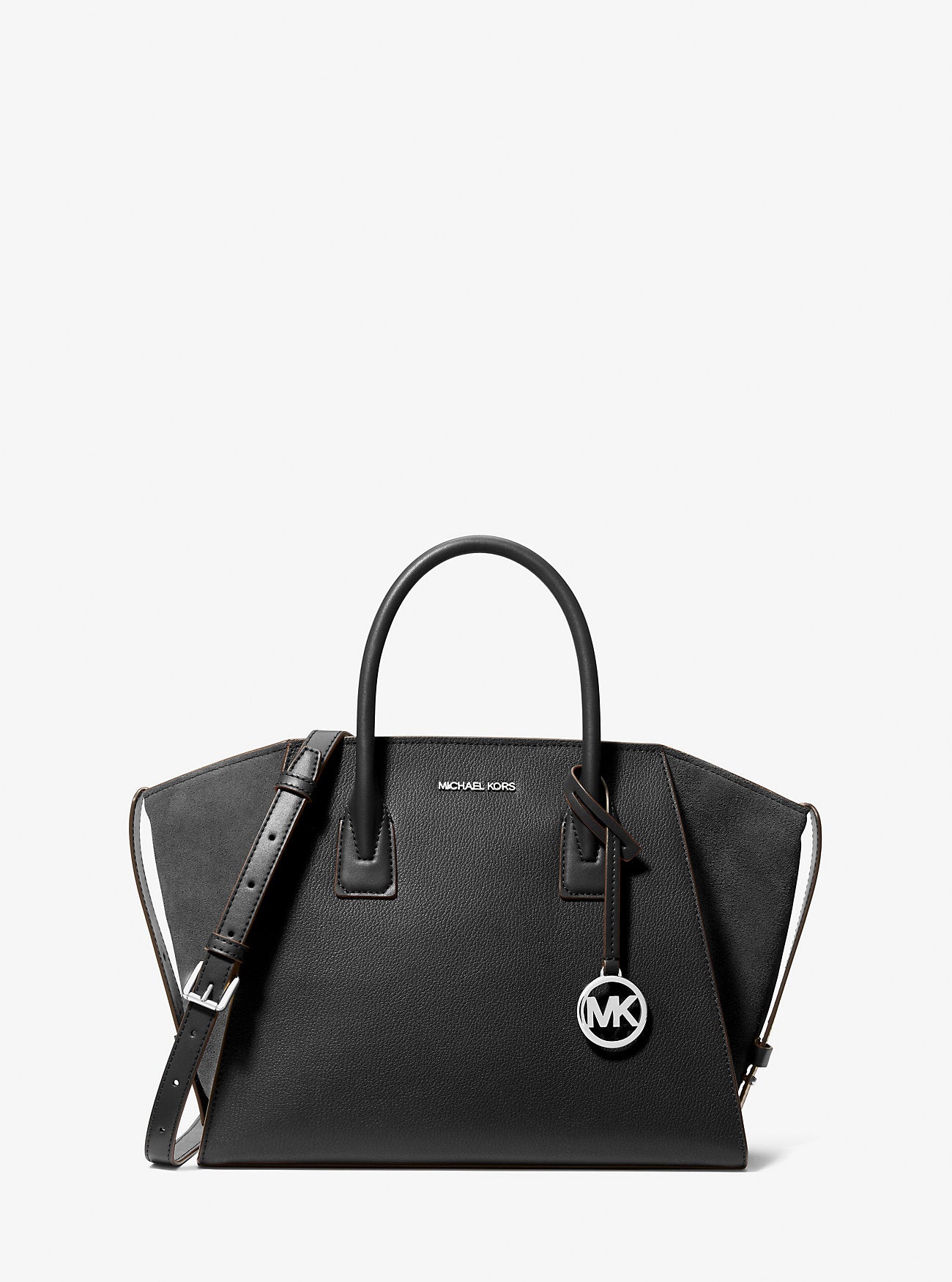 Avril Large Leather and Suede Satchel Black Black