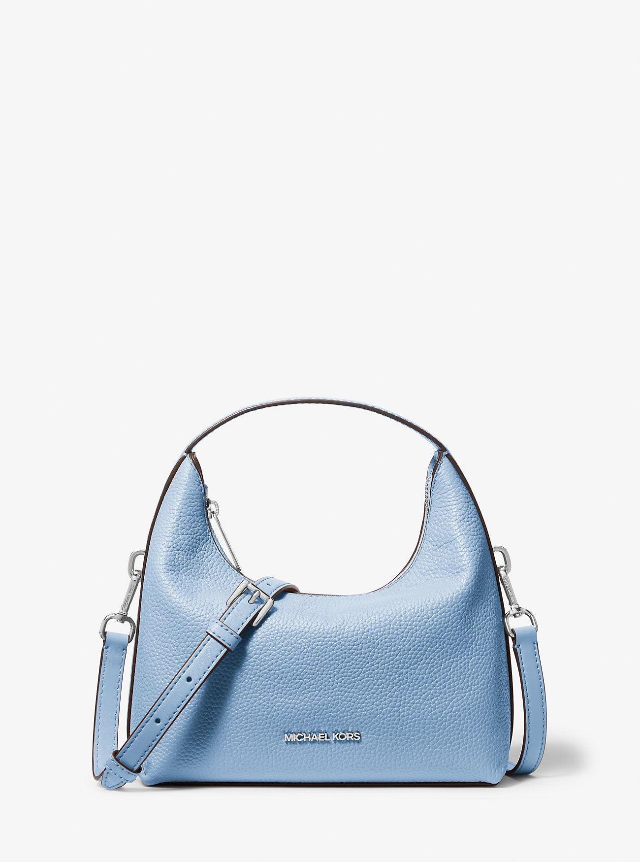 Ember Small Pebbled Leather Messenger Bag Light Sky Light Sky