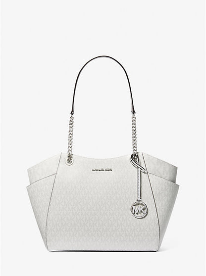 Micheal Kors Jet Set Large Logo Shoulder Bag Silver