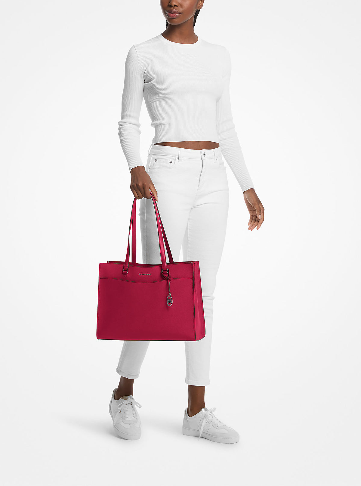 Jet Set Travel Large Saffiano Leather Tote Bag Dk Raspberry Dk Raspberry