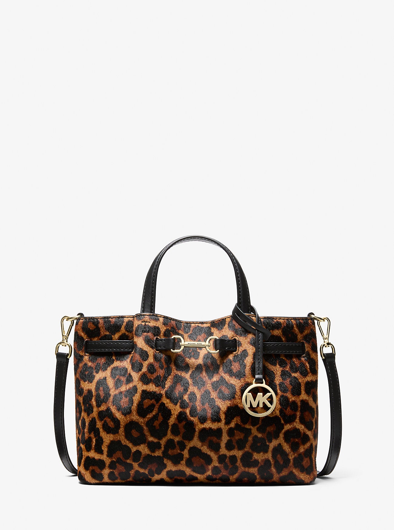 Carson Small Leopard Print Calf Hair Satchel Butterscotch Butterscotch