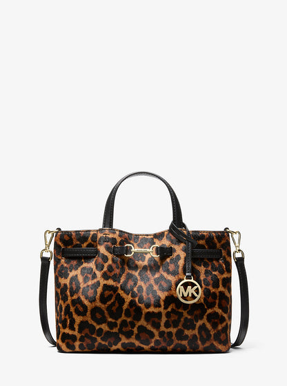Carson Small Leopard Print Calf Hair Satchel Butterscotch Butterscotch