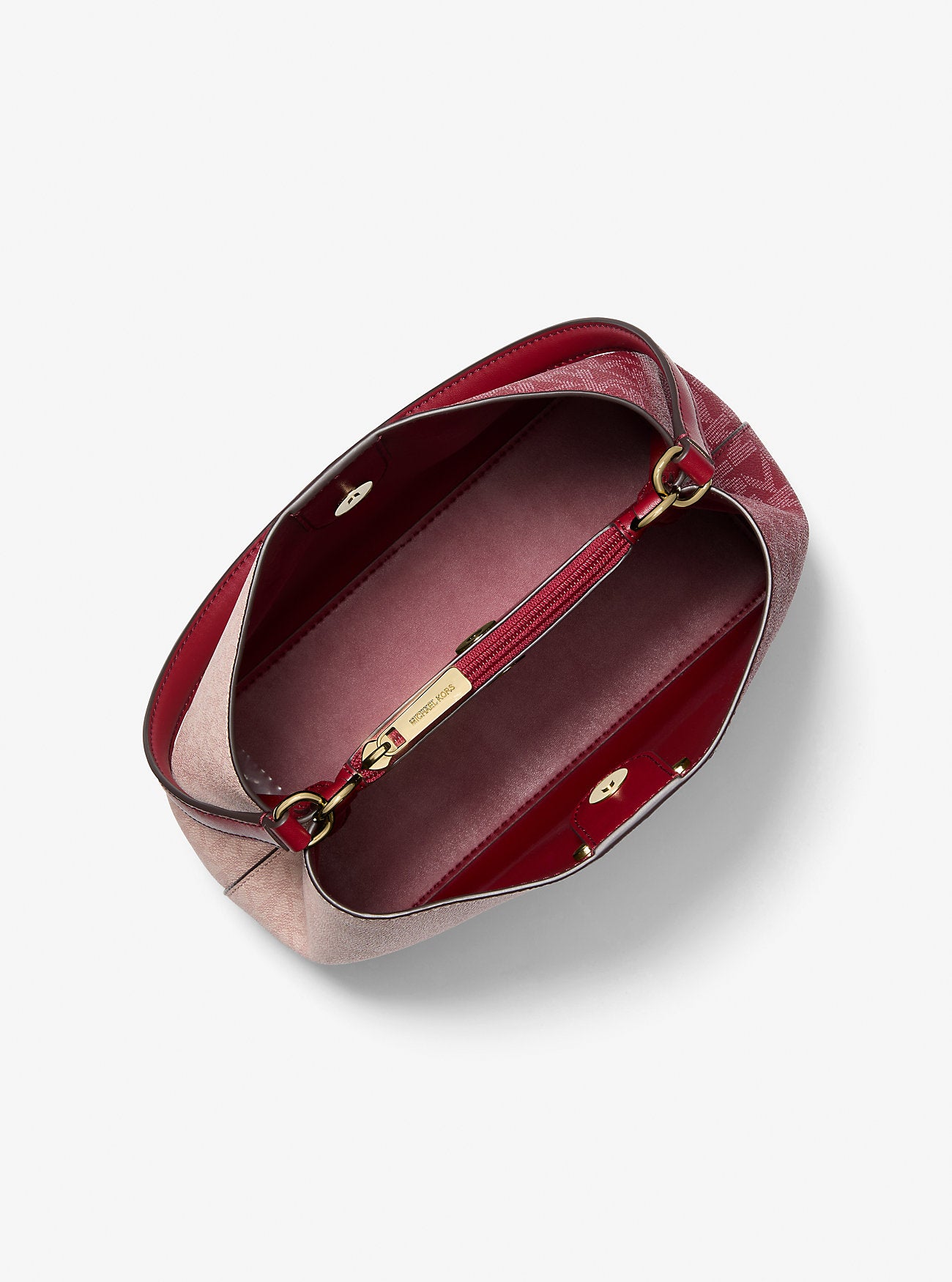 Pratt Medium Two-Tone Signature Logo Shoulder Bag Cherry Multi Cherry Multi