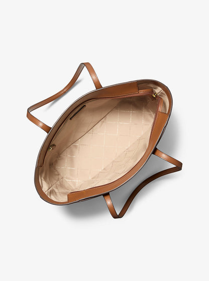 Arden Large Printed Signature Logo Top-Zip Tote Bag Brown Brown