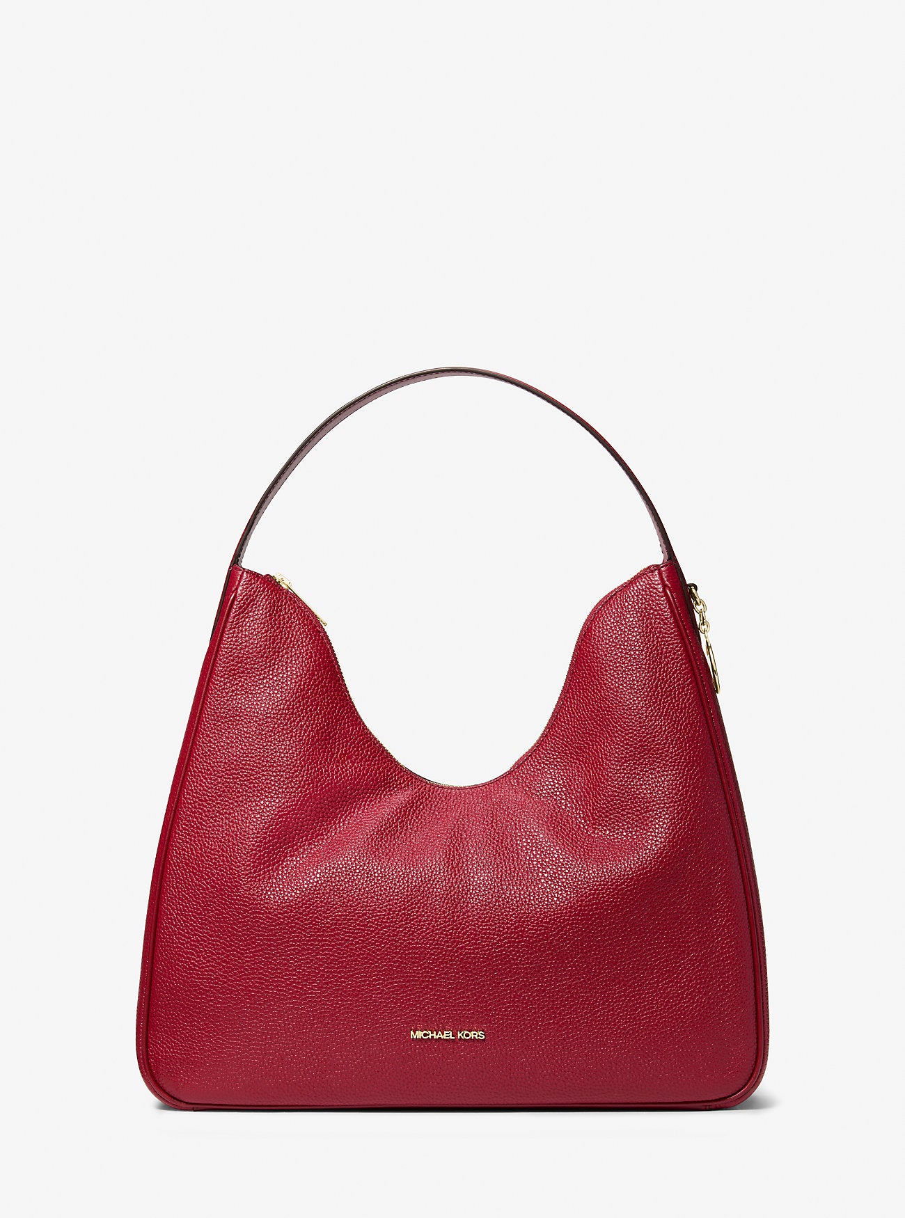 Nayla Medium Pebbled Leather Shoulder Bag Cherry Cherry