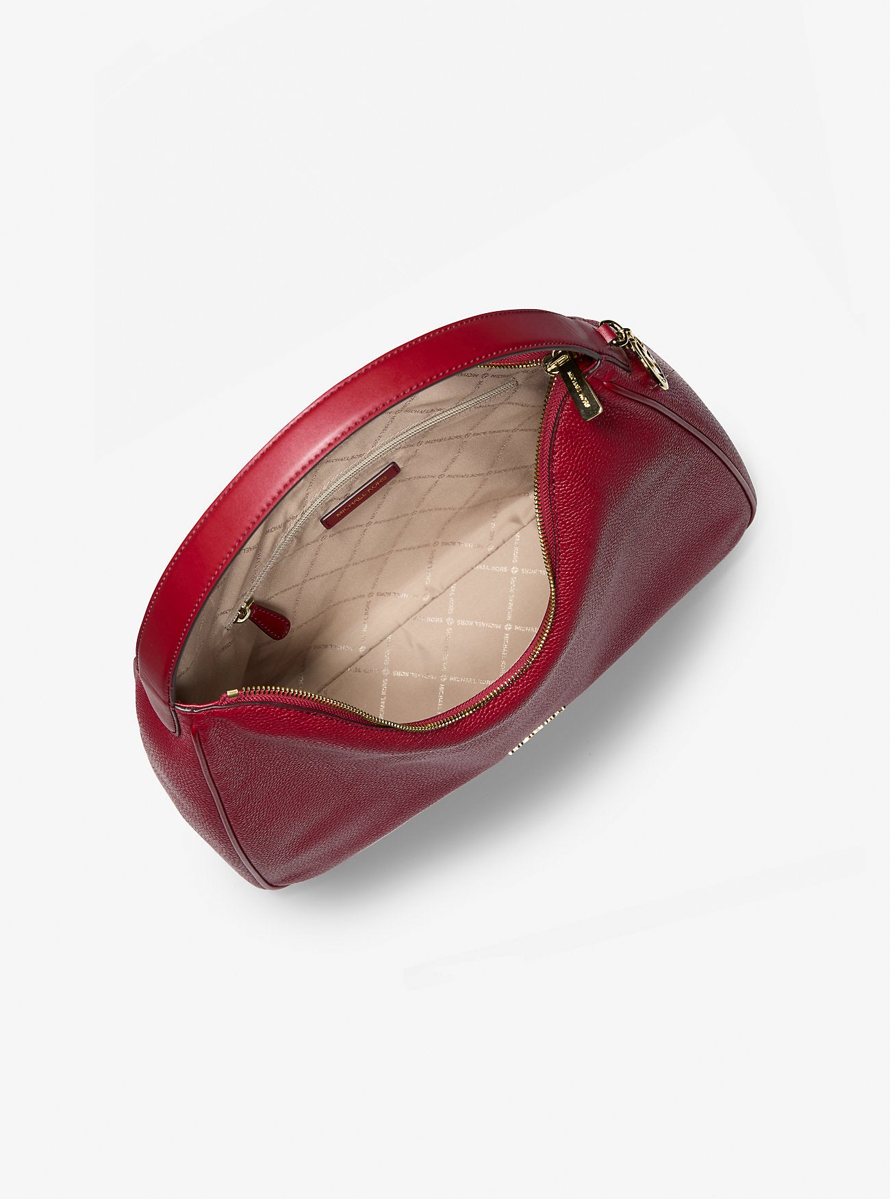 Nayla Medium Pebbled Leather Shoulder Bag Cherry Cherry