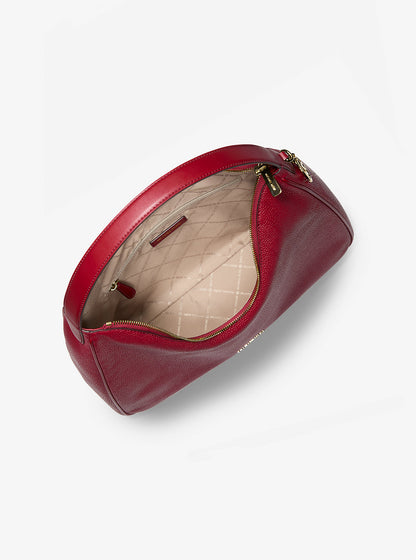 Nayla Medium Pebbled Leather Shoulder Bag Cherry Cherry