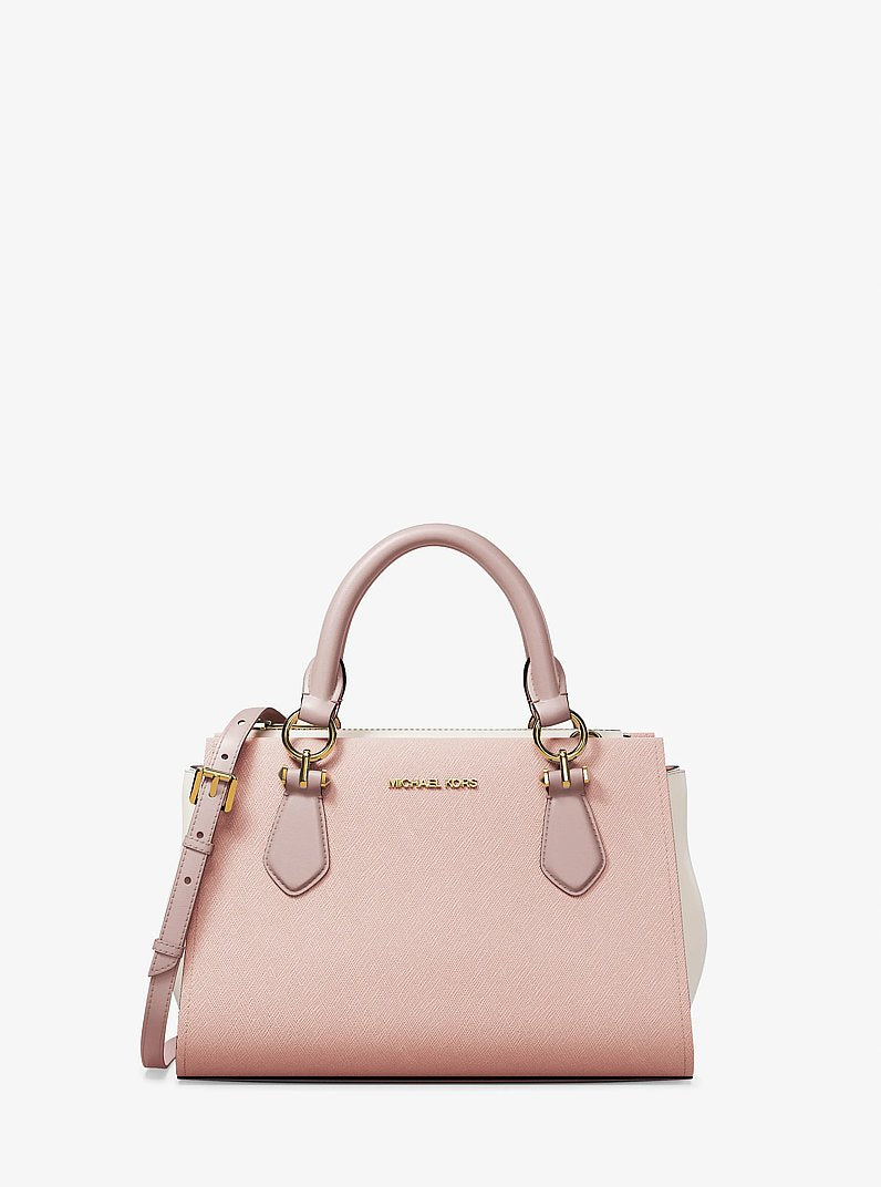 Marilyn Small Color-Block Saffiano Leather Messenger Bag Pwd Blsh Mlt Pwd Blsh Mlt
