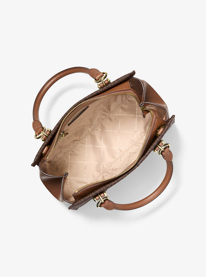 Marilyn Medium Signature Logo Convertible Satchel Brown Brown