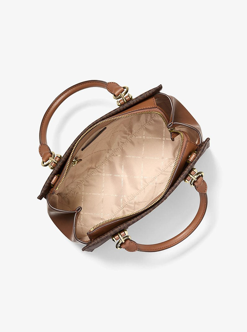 Marilyn Medium Signature Logo Convertible Satchel Brown Brown