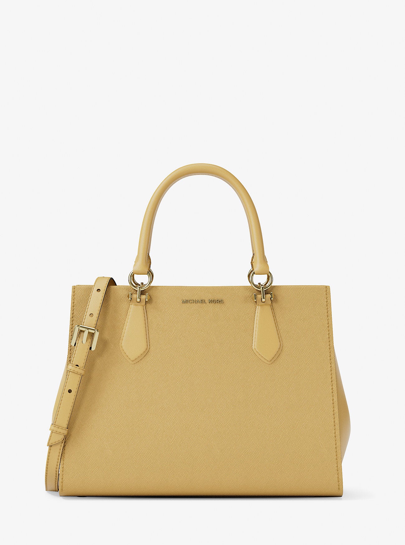 Marilyn Medium Saffiano Leather Satchel Honey Honey
