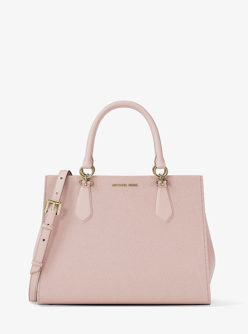 Marilyn Medium Saffiano Leather Satchel Powder Blush Powder Blush