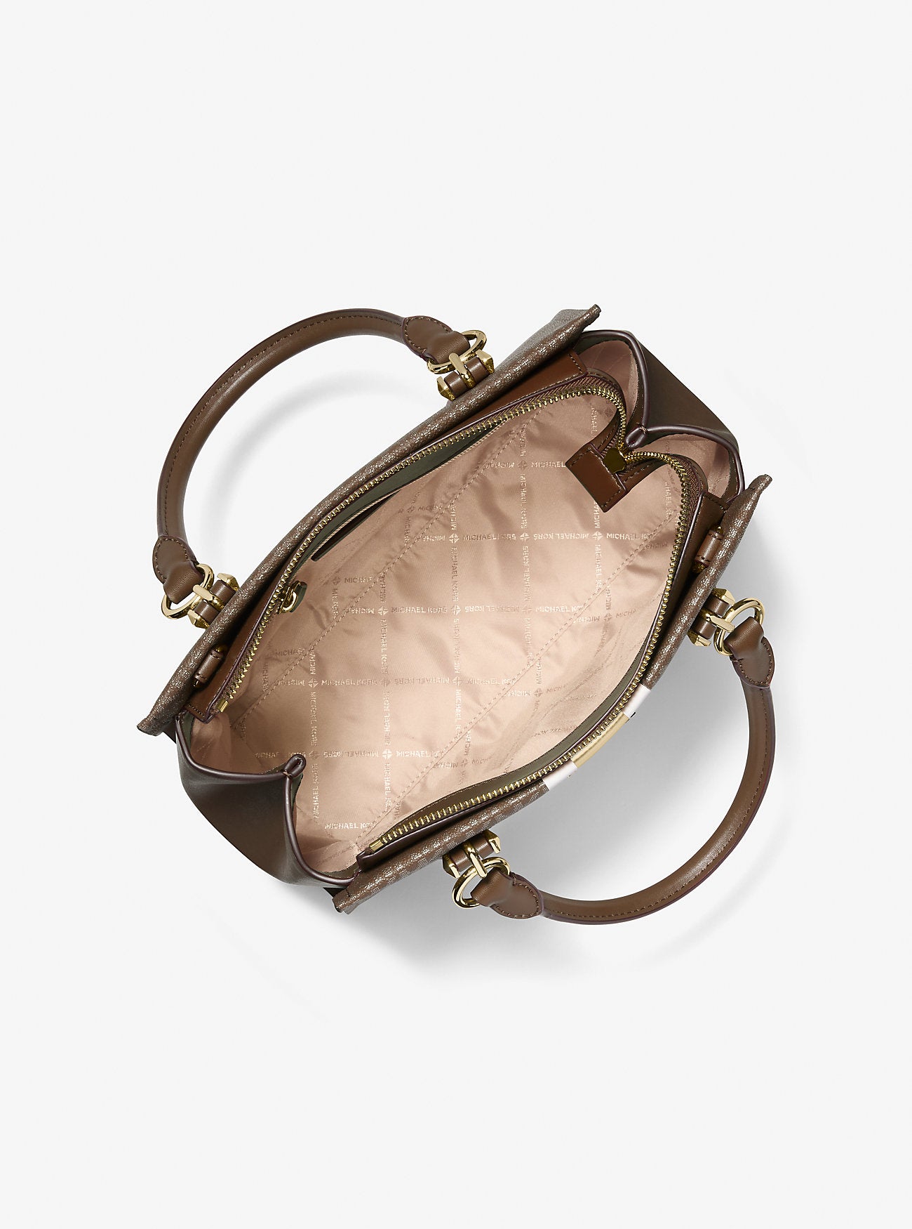 Marilyn Medium Signature Logo Stripe Satchel Brown Brown