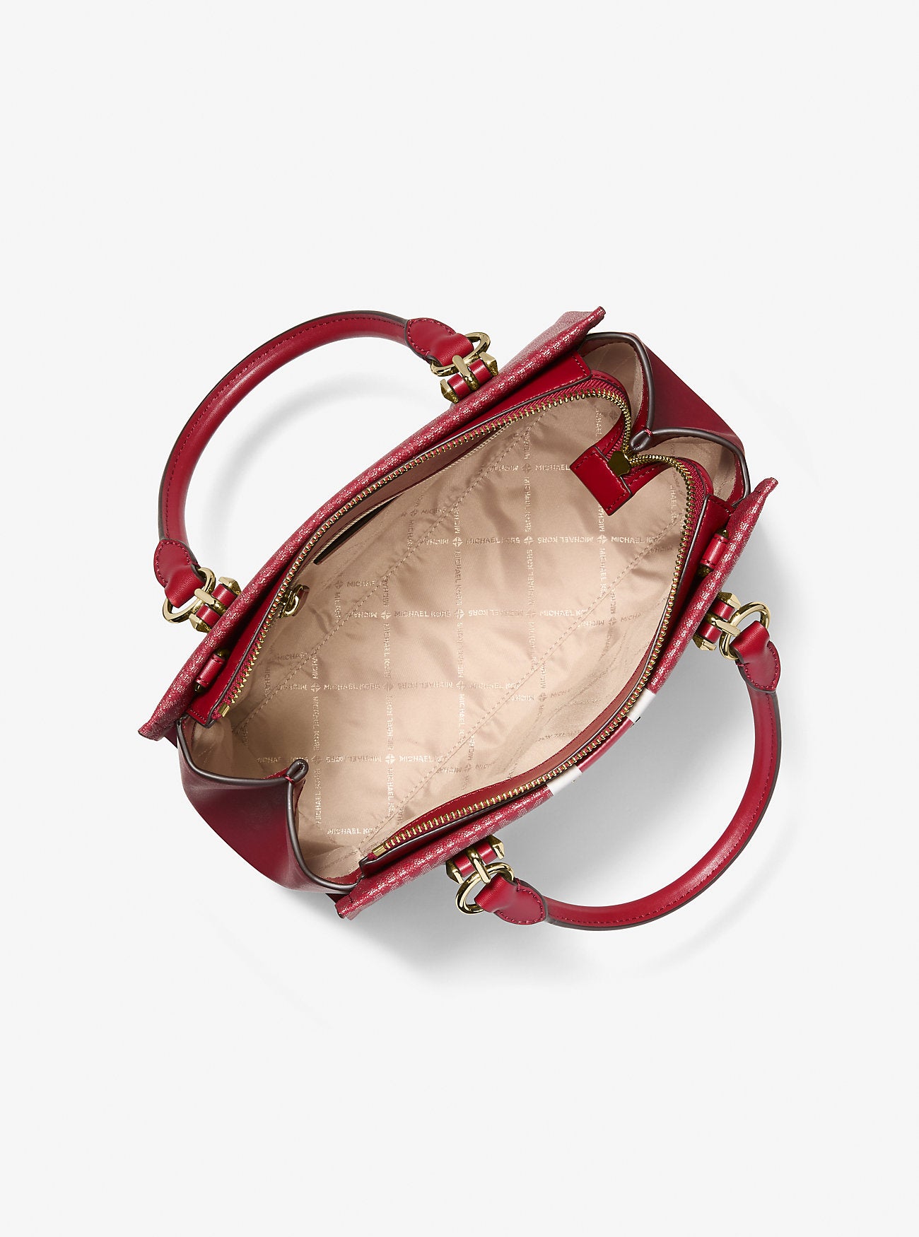 Marilyn Medium Signature Logo Stripe Satchel Cherry Cherry