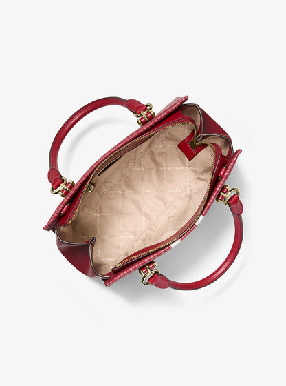 Marilyn Medium Signature Logo Stripe Satchel Cherry Cherry