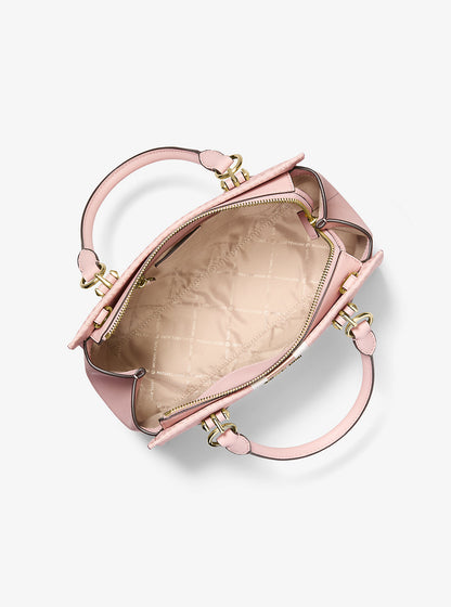 Marilyn Medium Signature Logo Stripe Satchel Powder Blush Powder Blush