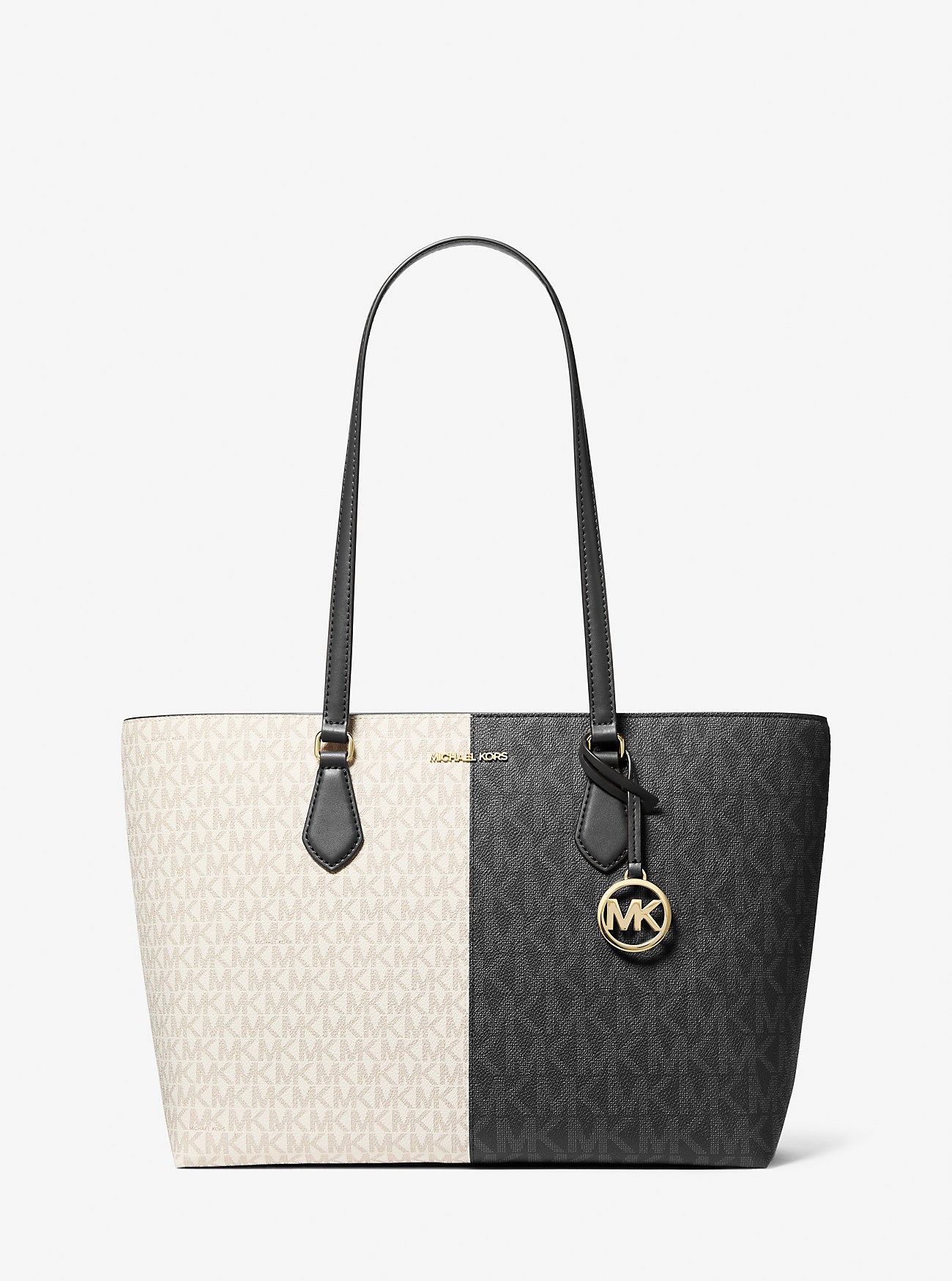 Sheila Large Two-Tone Signature Logo Tote Bag Black Combo Black Combo