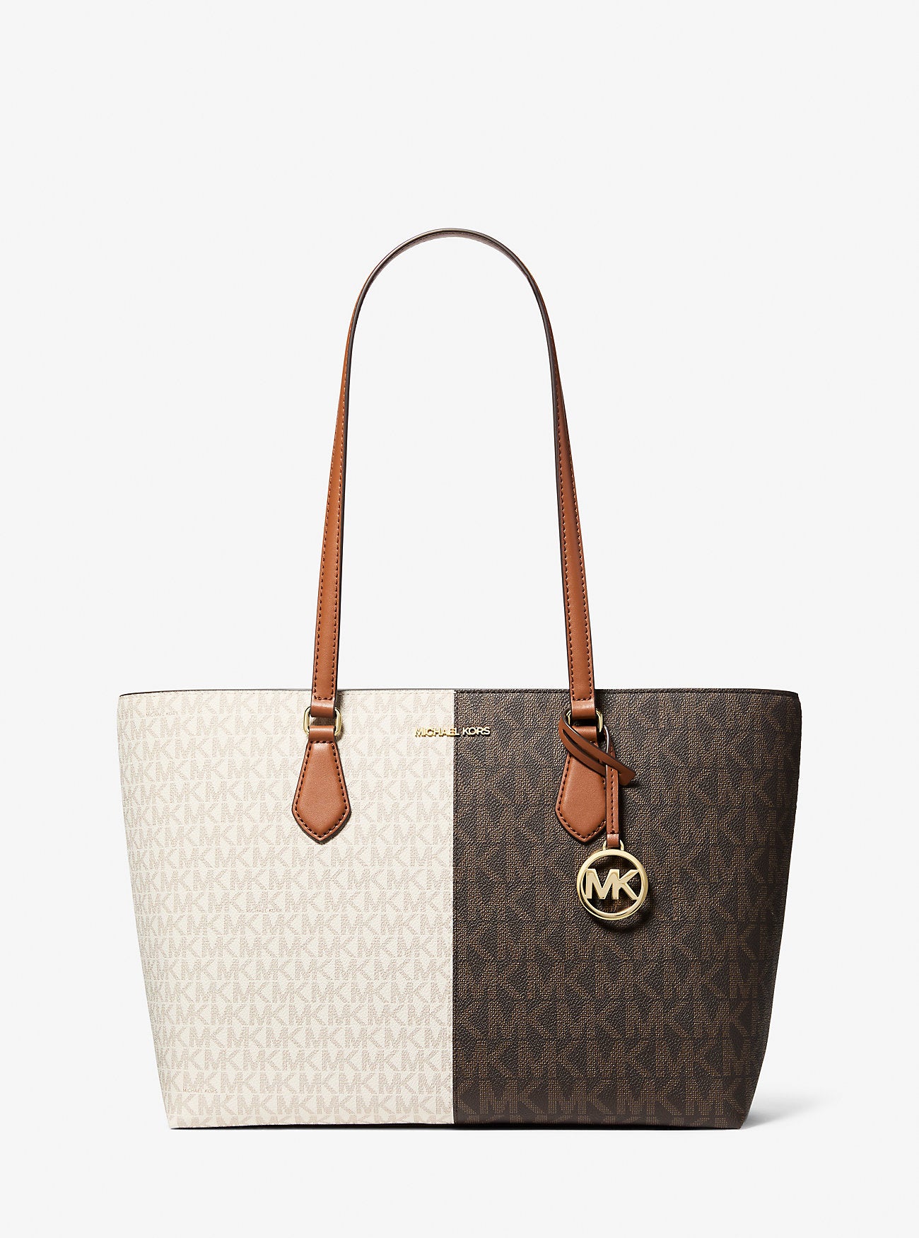 Sheila Large Two-Tone Signature Logo Tote Bag Brown Multi Brown Multi