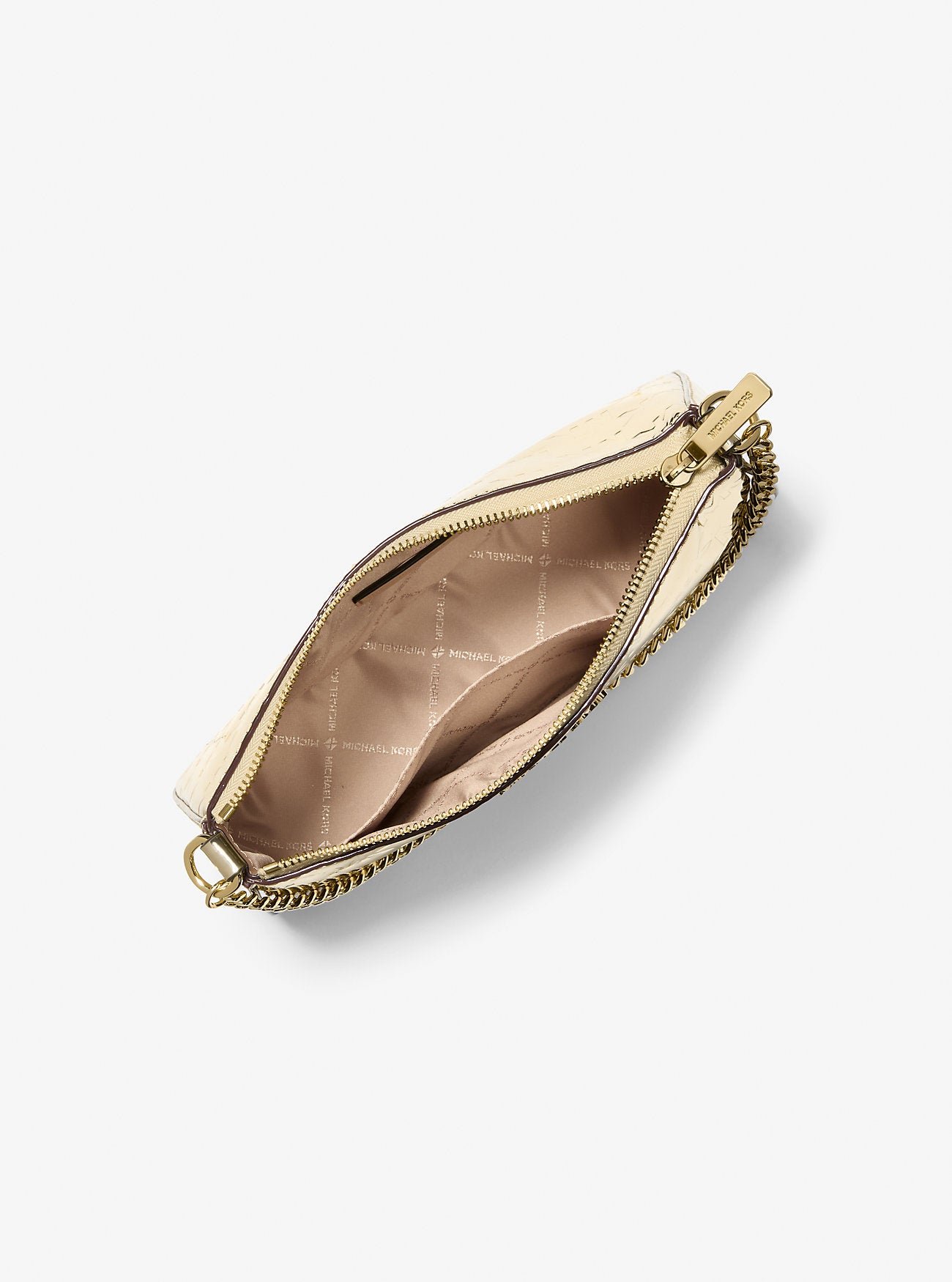 Jet Set Medium Metallic Logo Debossed Pochette and Card Case Gift Set Pale Gold Pale Gold