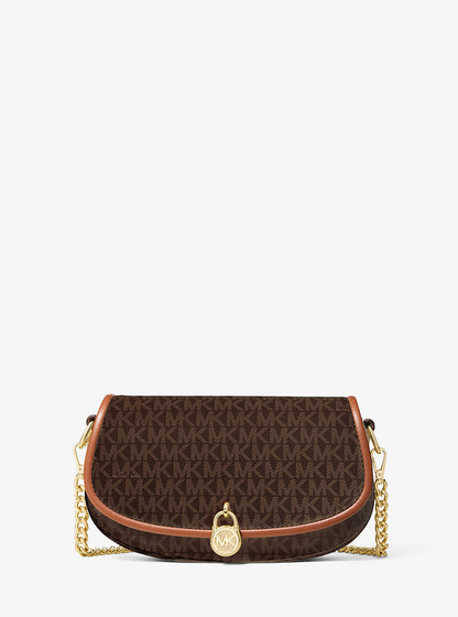 Mila Small Signature Logo Crossbody Bag Brown Brown