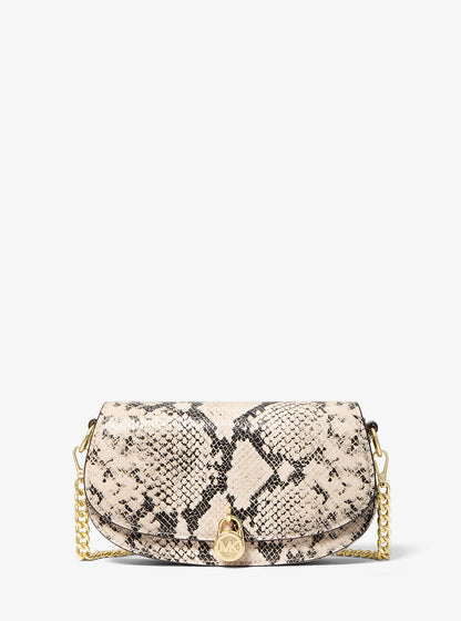 Mila Small Snake Embossed Crossbody Bag Natural Natural