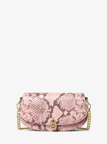 Mila Small Snake Embossed Crossbody Bag Powder Blush Powder Blush