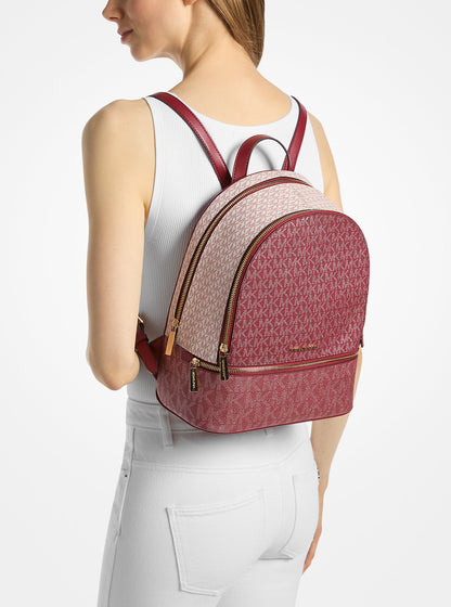 Rhea Medium Metallic Signature Logo Backpack Cherry Cherry