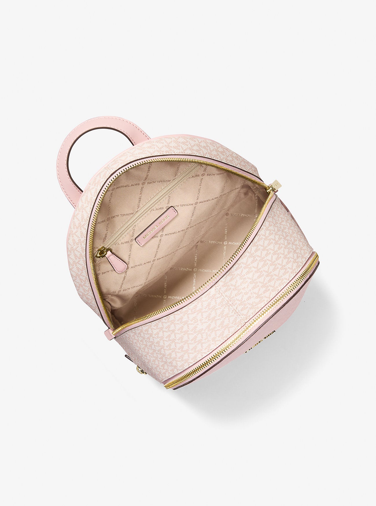 Rhea Medium Metallic Signature Logo Backpack Powder Blush Powder Blush