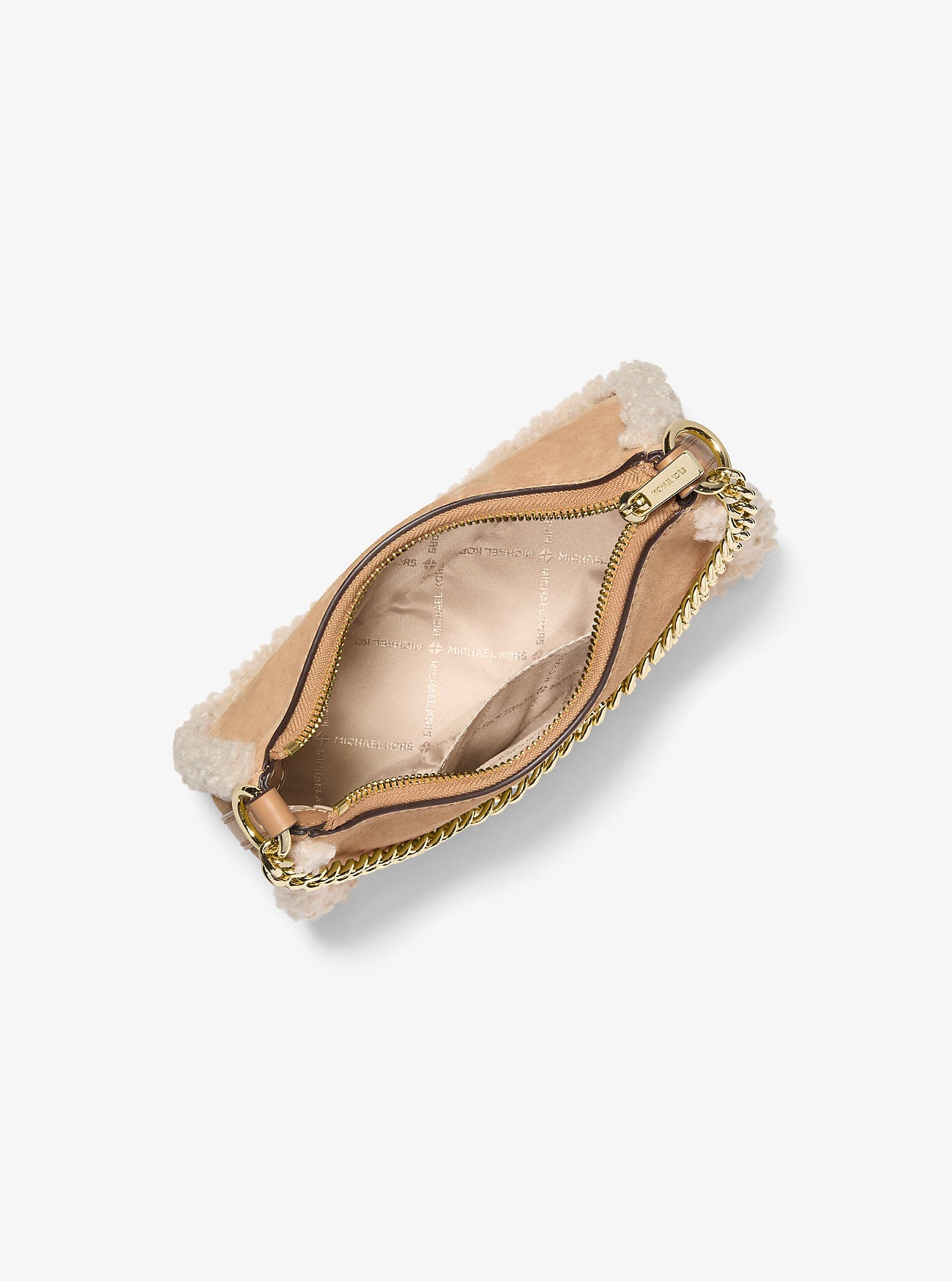 Jet Set Small Suede and Faux Shearling Convertible Crossbody Bag Peanut Peanut