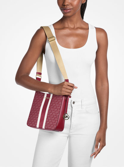 Jet Set Small Signature Logo Stripe Crossbody Bag Cherry Cherry