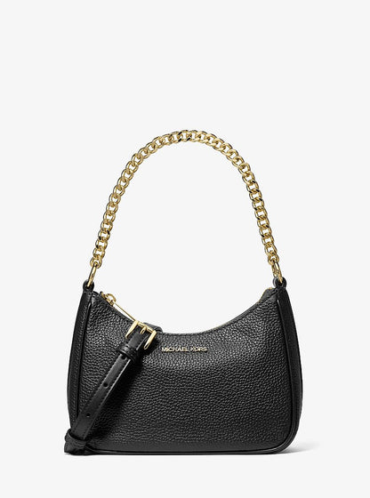 Jet Set Travel Small Pebbled Leather Convertible Crossbody Bag Black Black