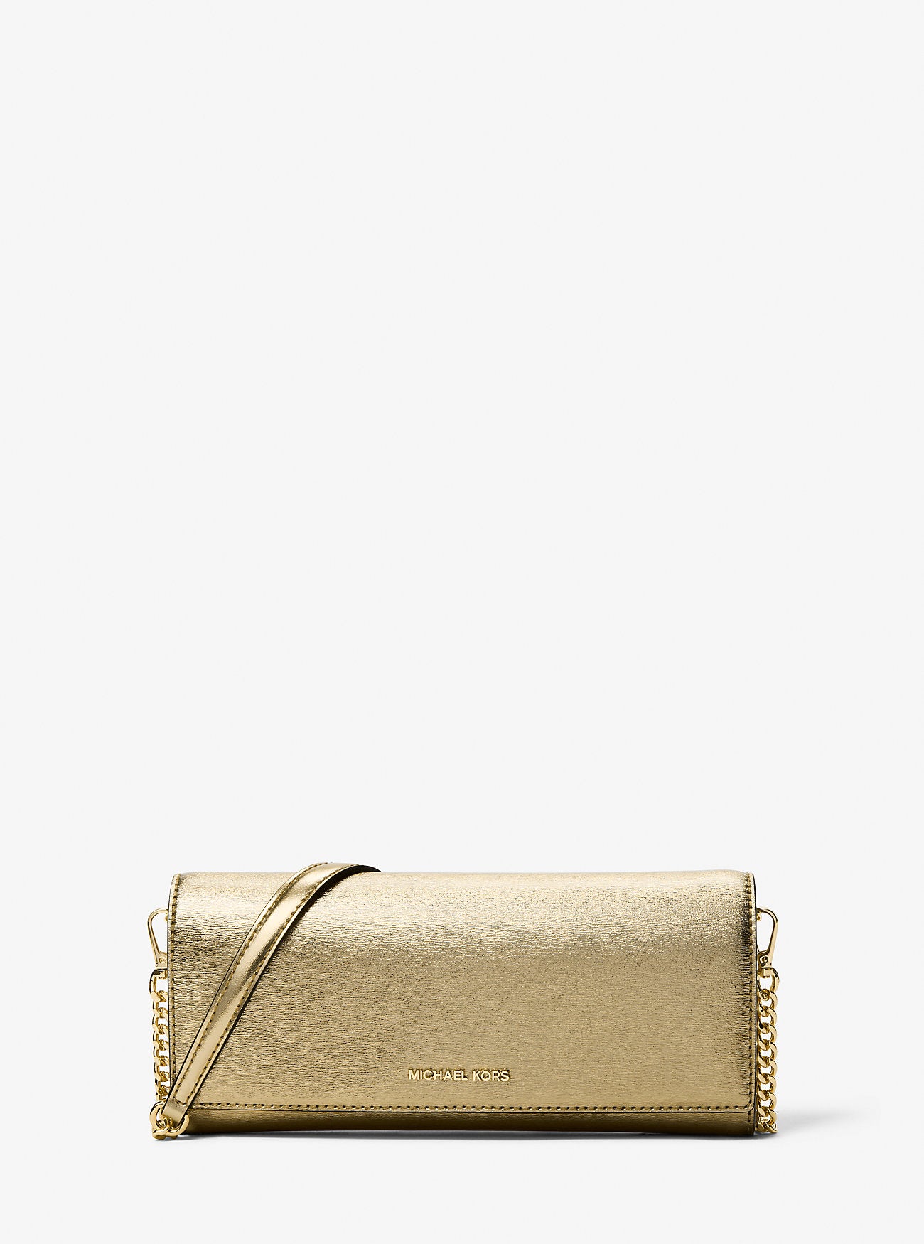 Jet Set Medium Embellished Metallic Leather Clutch Pale Gold Pale Gold