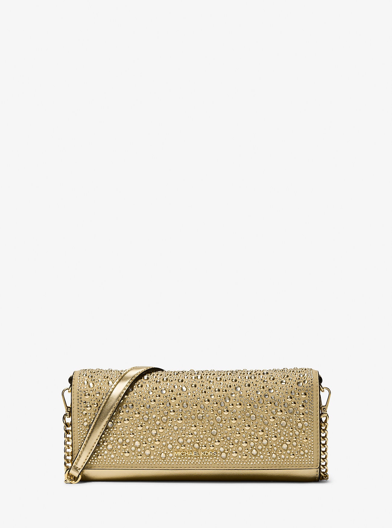Jet Set Medium Metallic Leather Clutch Pale Gold Pale Gold
