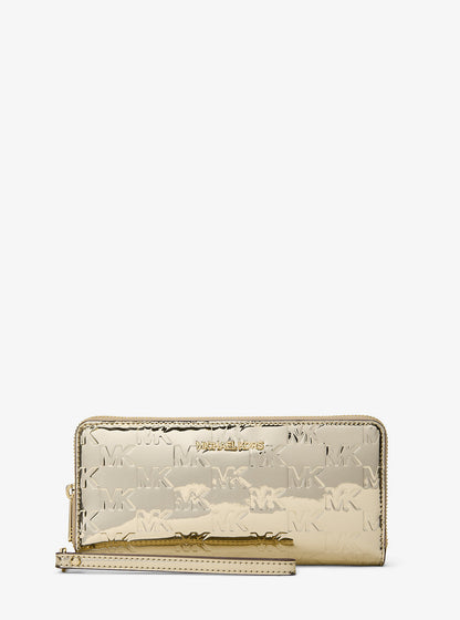 Jet Set Large Metallic Logo Debossed Continental Wallet Pale Gold Pale Gold