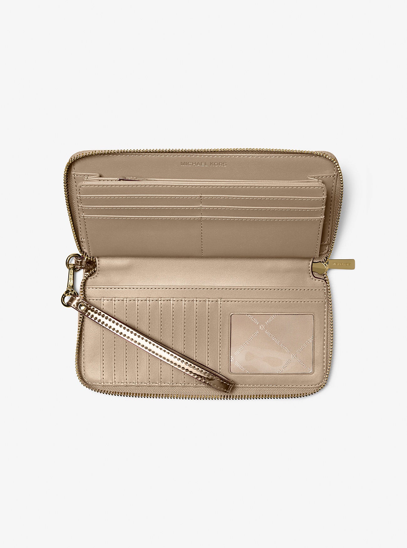 Jet Set Large Metallic Logo Debossed Continental Wallet Pale Gold Pale Gold